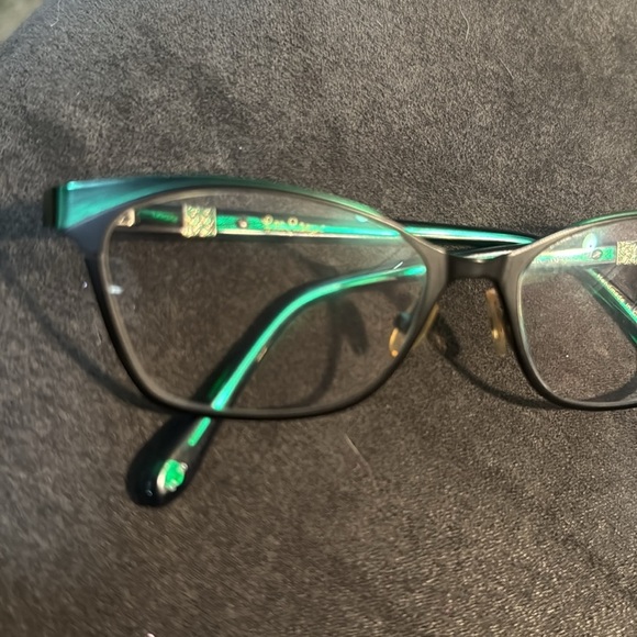 Lily Pulitzer Green & Black Ryder Metal Frame Eyeglass Frame Smart Chic GUC - Picture 9 of 9